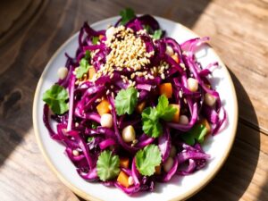 Salada de Repolho Roxo com Gergelim Crocante