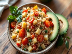 Salada de Arroz Integral com Abacate Tropical
