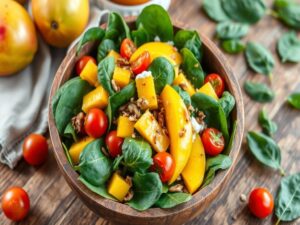 Salada de Espinafre Tropical com Manga