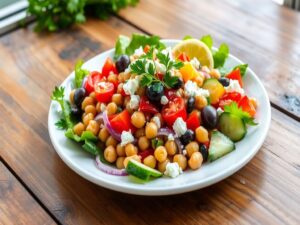 Salada Mediterrânea de Grão-de-Bico Tropical