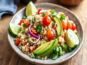 Salada de Quinoa com Abacate Tropical