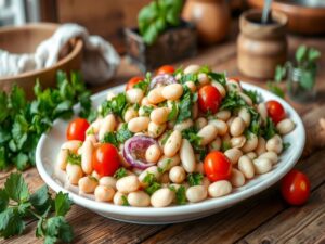 Salada de Feijão Branco com Ervas Frescas