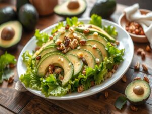 Salada de Alface com Abacate e Nozes Tropical
