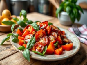 Salada de Tomate com Manjericão Tropical