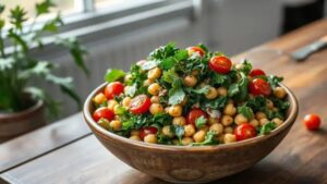 Salada de Grão-de-Bico com Molho Buffalo e Couve: Uma Receita Deliciosa
