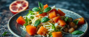 Salada de rúcula com laranja tropical