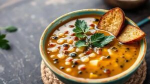 Sopa mexicana vegana com feijão preto e abacate: uma delícia reconfortante