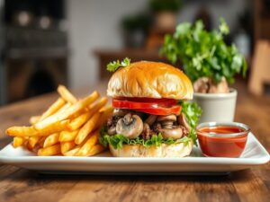 Hambúrguer de Shimeji Delicioso