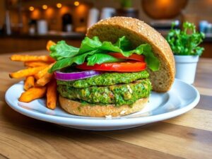 Hambúrguer com pesto vegano