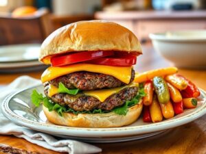 Hambúrguer com picles artesanal do campo