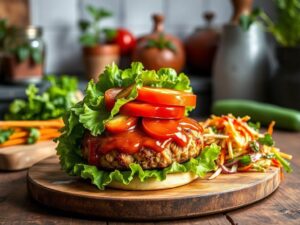 Hambúrguer com Molho Agridoce Vegano