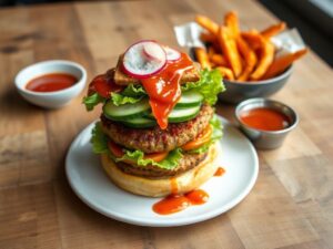 Hambúrguer Vegano Estilo Coreano com Molho Gochujang