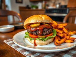 Hambúrguer Vegano Defumado com Molho de Mostarda e Melado