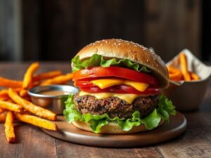 Hambúrguer Vegano Industrial Caseiro com Molho Especial